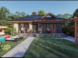 Готовый проект дома 112 м² — 3 спальни терраса