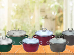 Кастрюля стальная эмалированная цветная