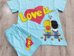 Комплект футболка с шортами, для девочек